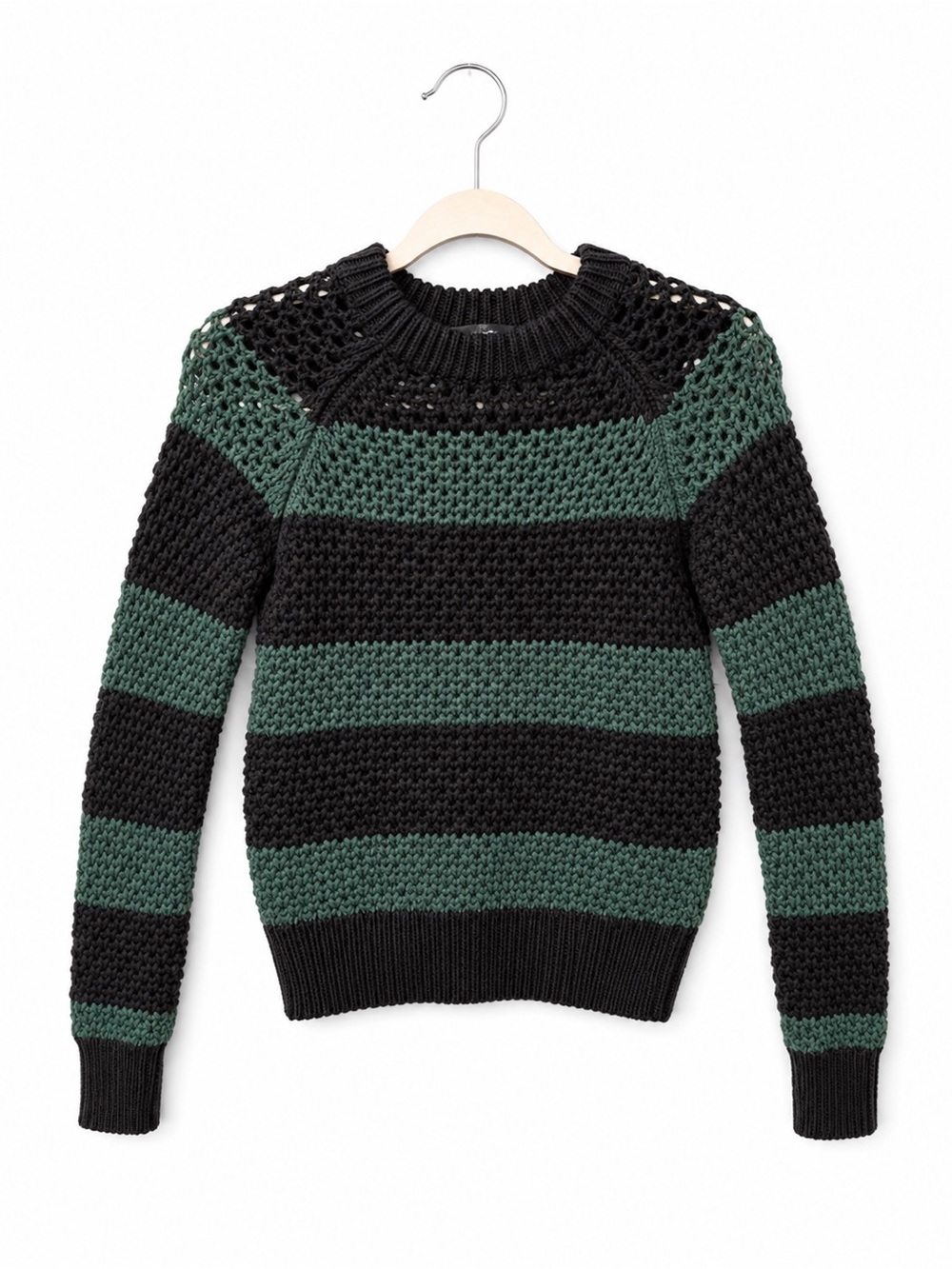 PROENZA Schouler Wool Sweater Black green stripe crewneck